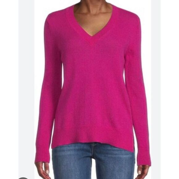 Saks 5th Avenue 100% cashmere pink neck sweater xs - Picture 1 of 11